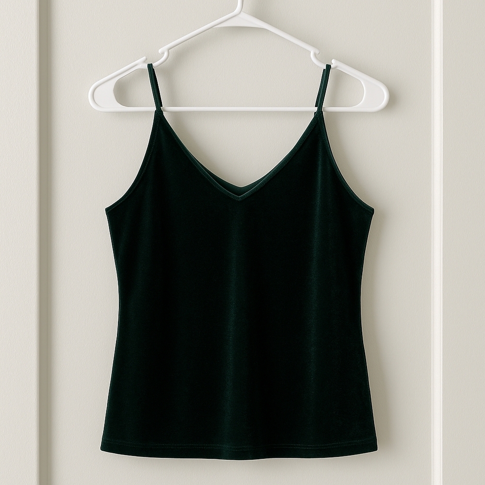 Shinestar Emerald Green Velvet Cami Tank Top | Size M